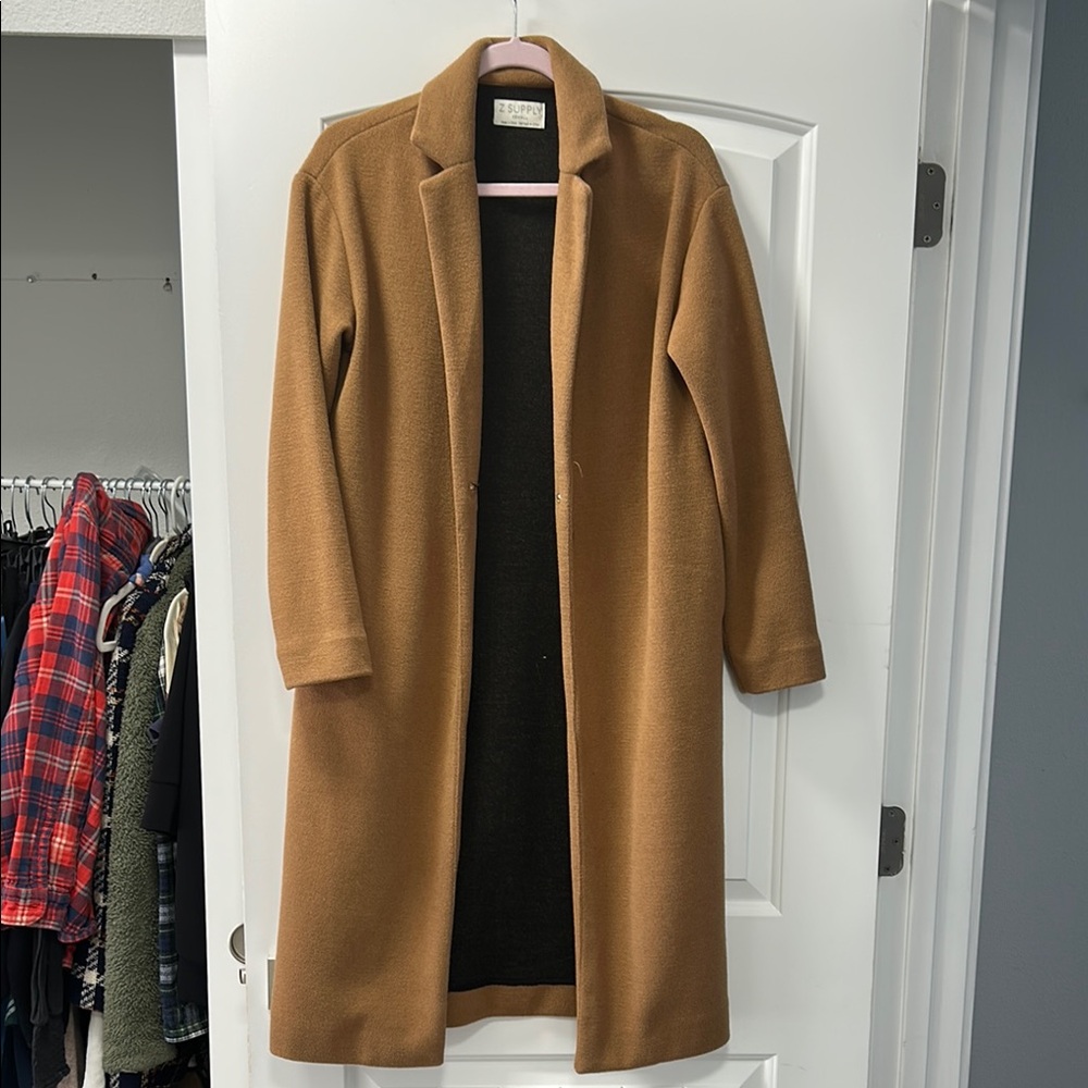 Z Supply Women's Camel Brown Long Pea Coat